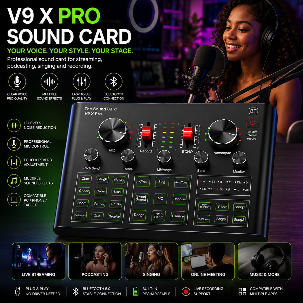 BM-800 Condenser Microphone Kit + V9 X Pro Sound Card | Streaming Bundle