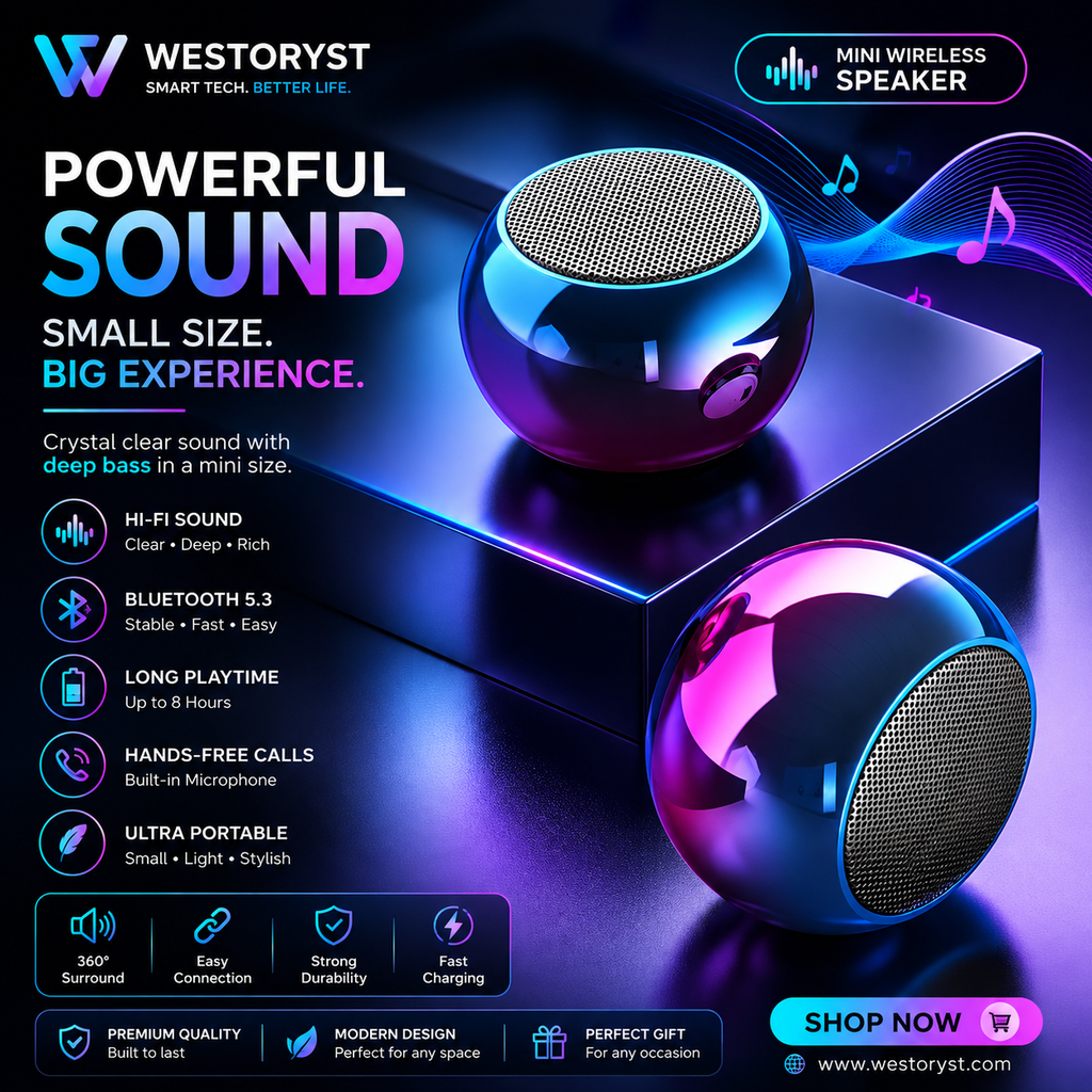 WESTORYST M3 Mini Bluetooth Speaker | 360° HiFi Sound | 8H Playtime | TWS Pairing