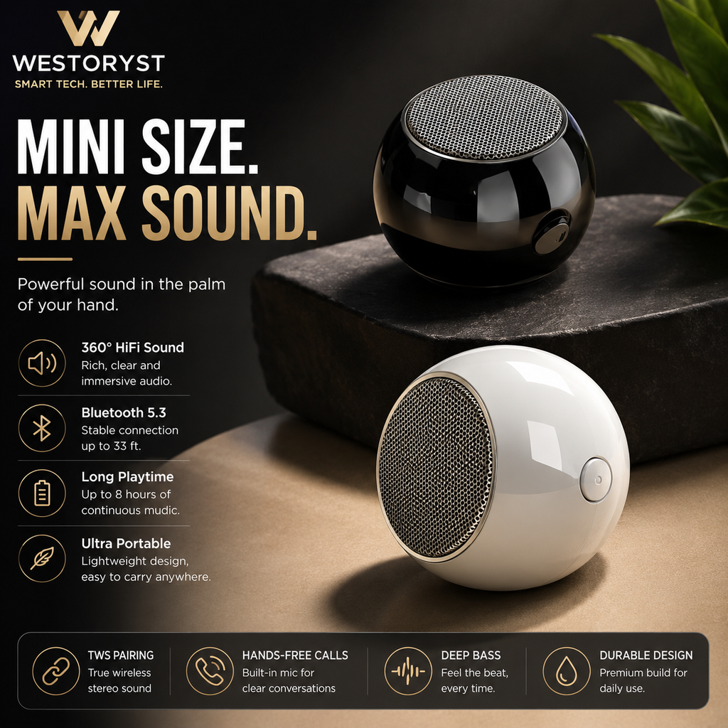 WESTORYST M3 Mini Bluetooth Speaker | 360° HiFi Sound | 8H Playtime | TWS Pairing