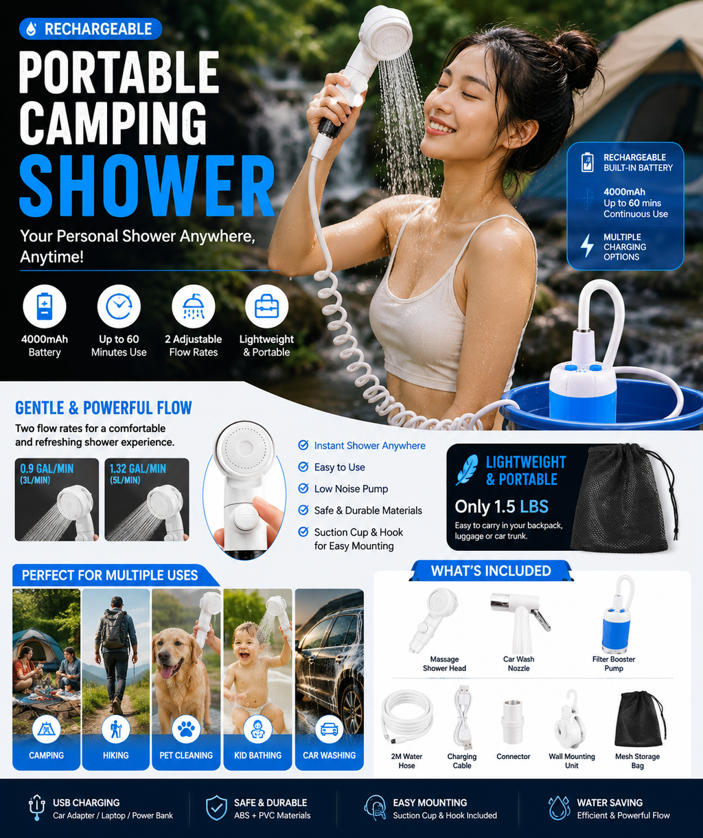Portable Camping Shower - What's Included