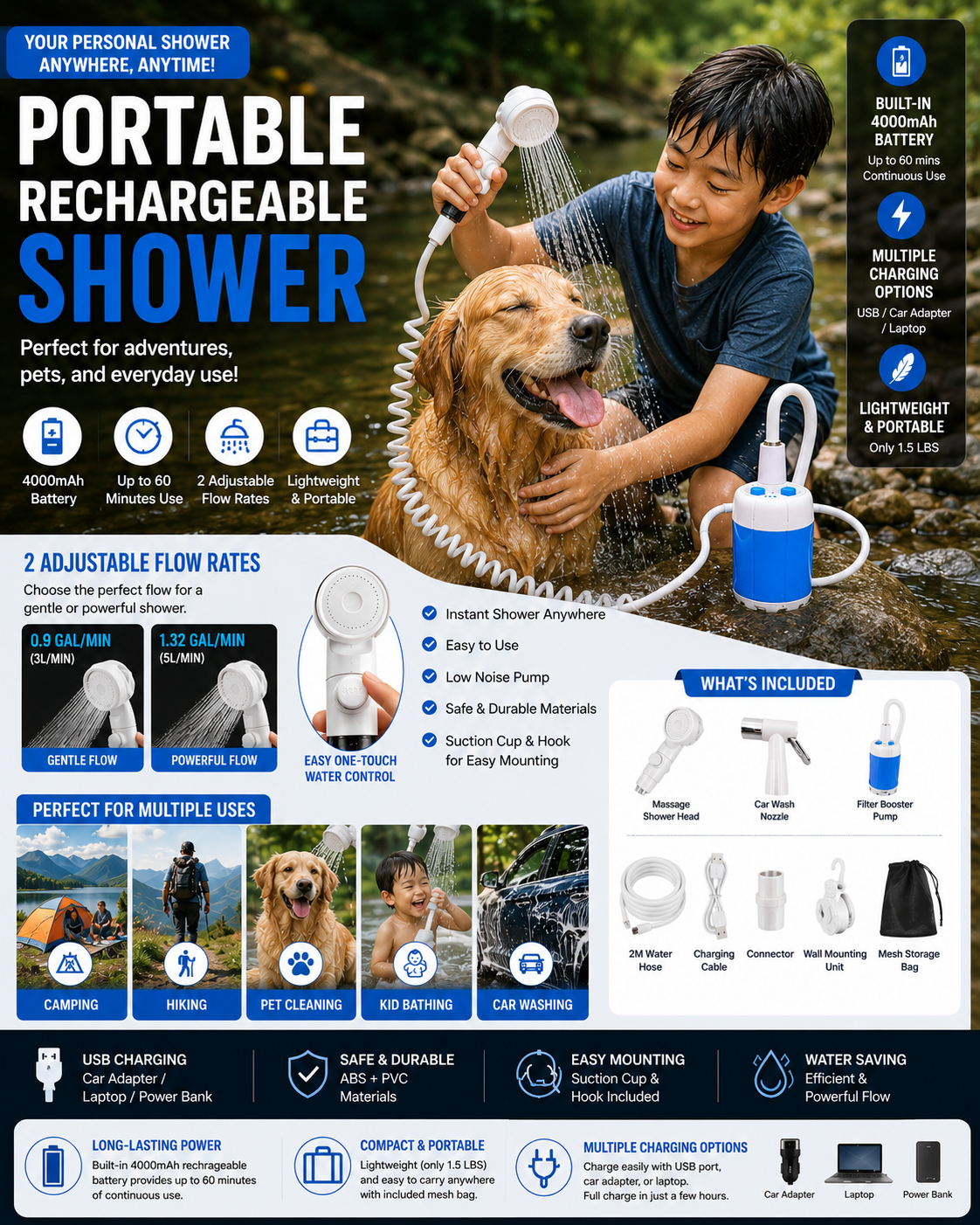 Portable Rechargeable Shower - Kid Bathing