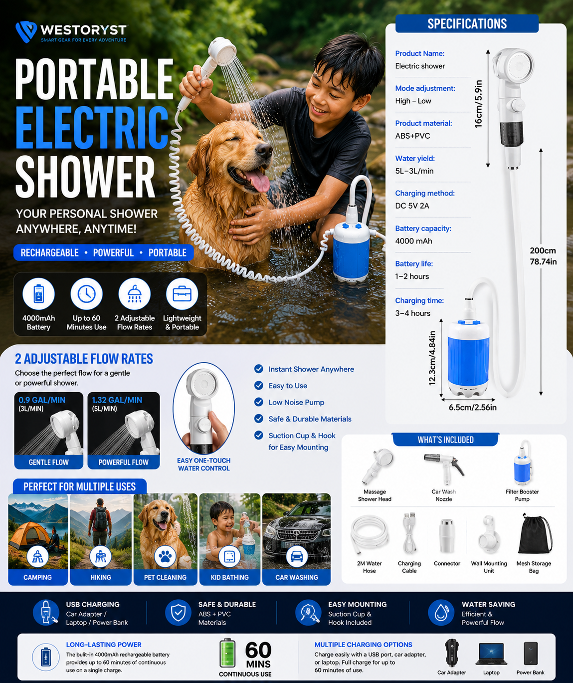 Portable Electric Shower - Main Product View