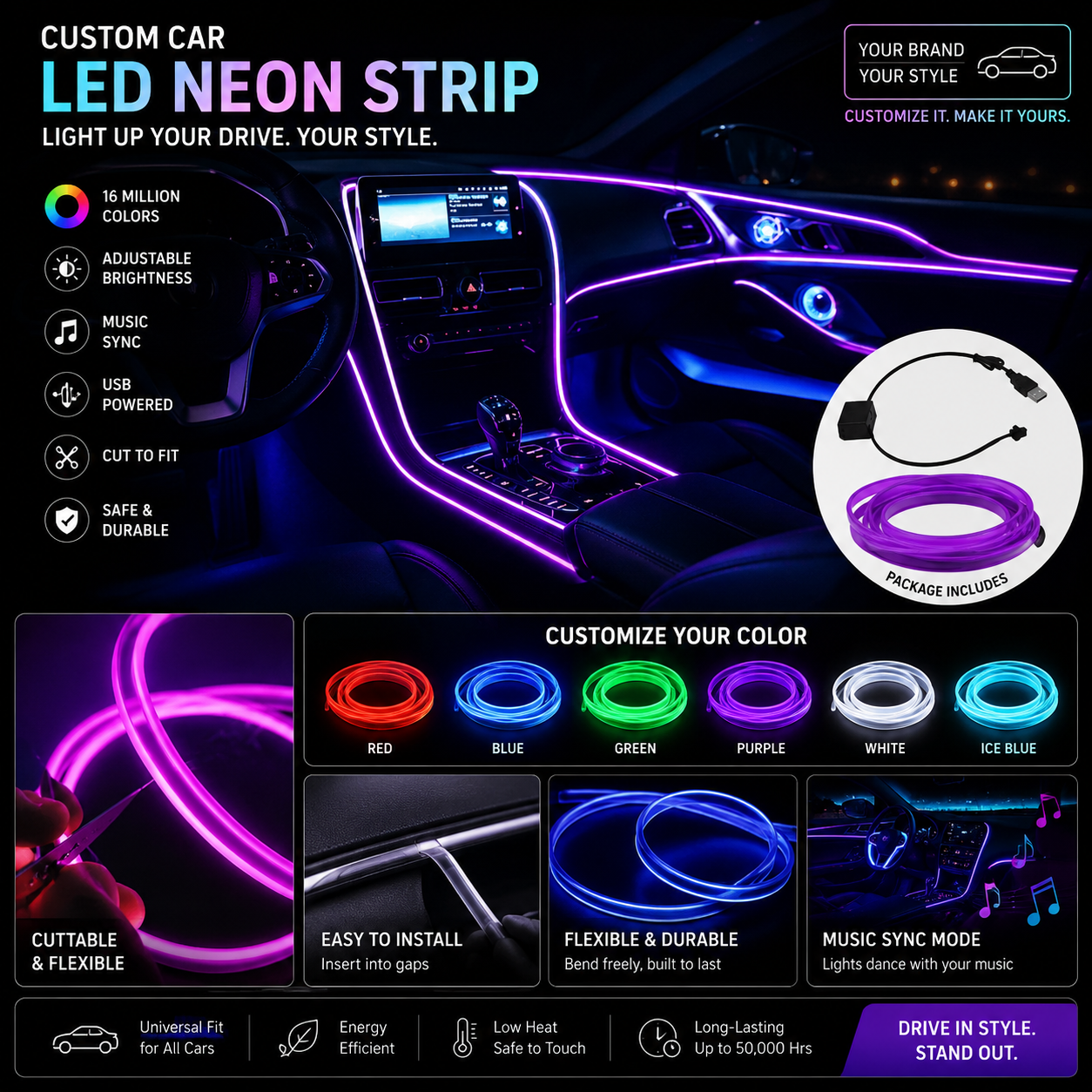 WESTORYST GlowStrip - Custom Car LED Neon Strip