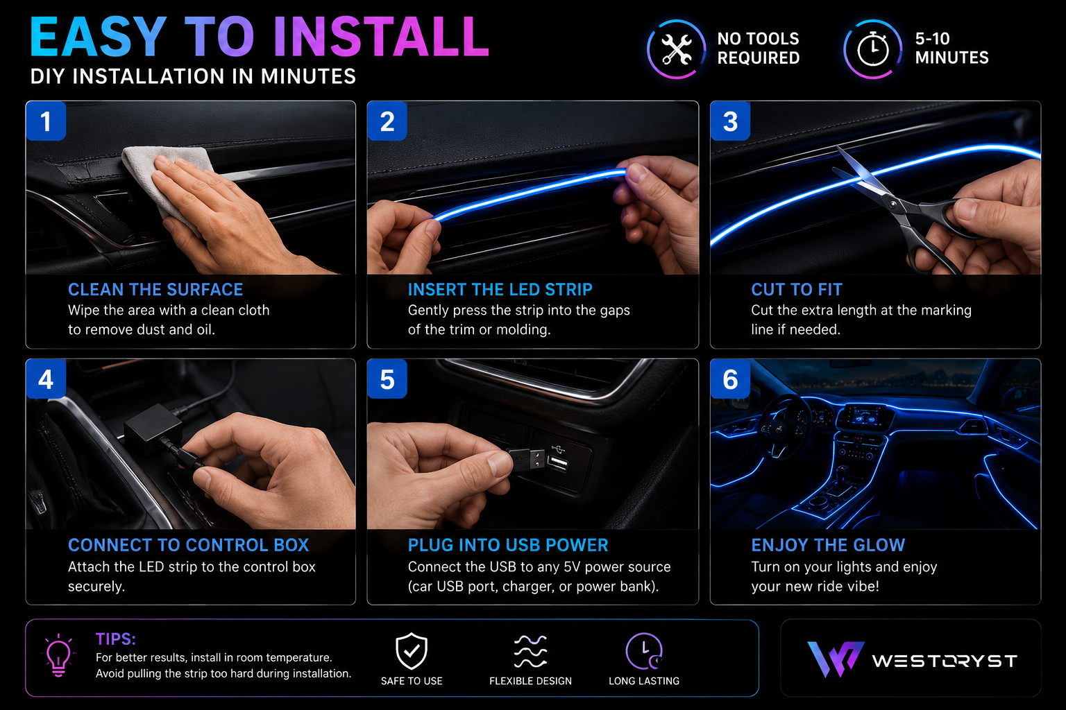 WESTORYST GlowStrip - Easy Installation Guide