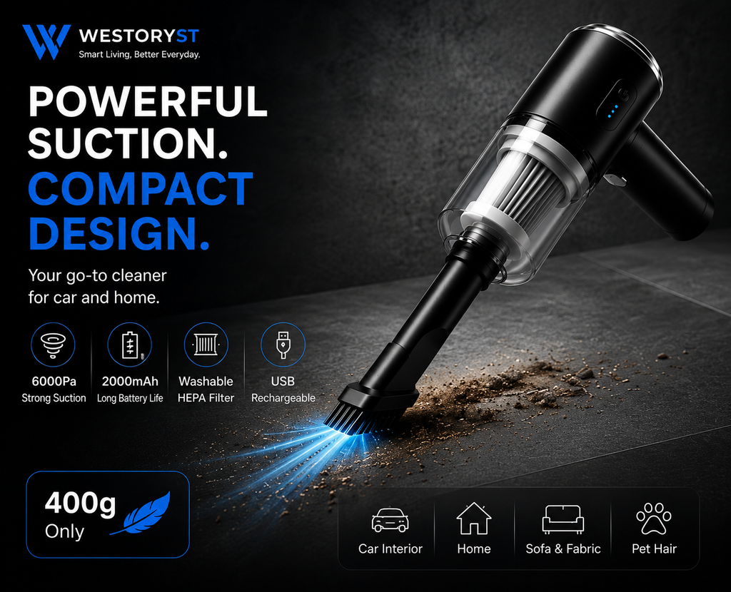 WESTORYST Wireless Car Vacuum - Package Box Design