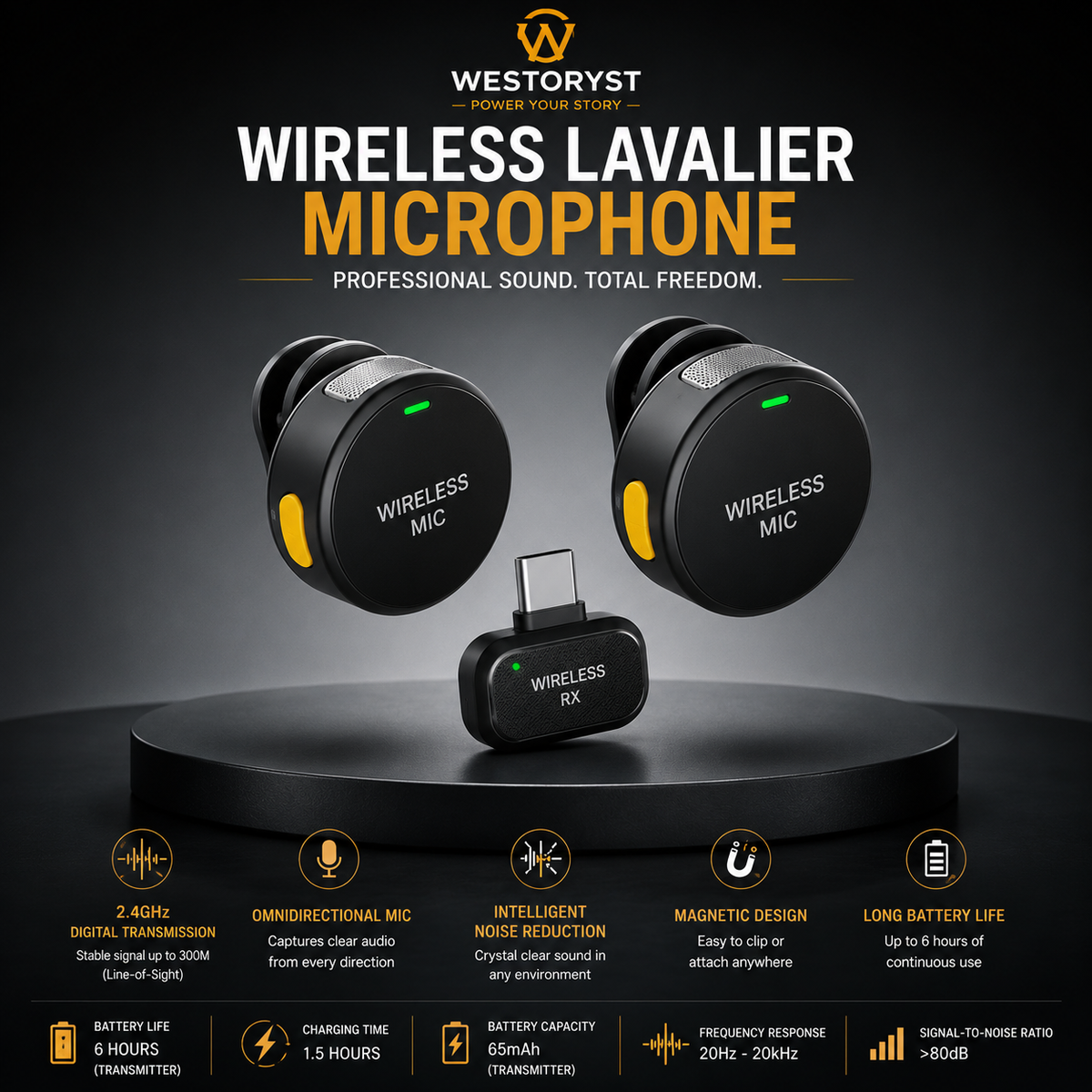 Wireless Lavalier Microphone dual transmitter set - WESTORYST