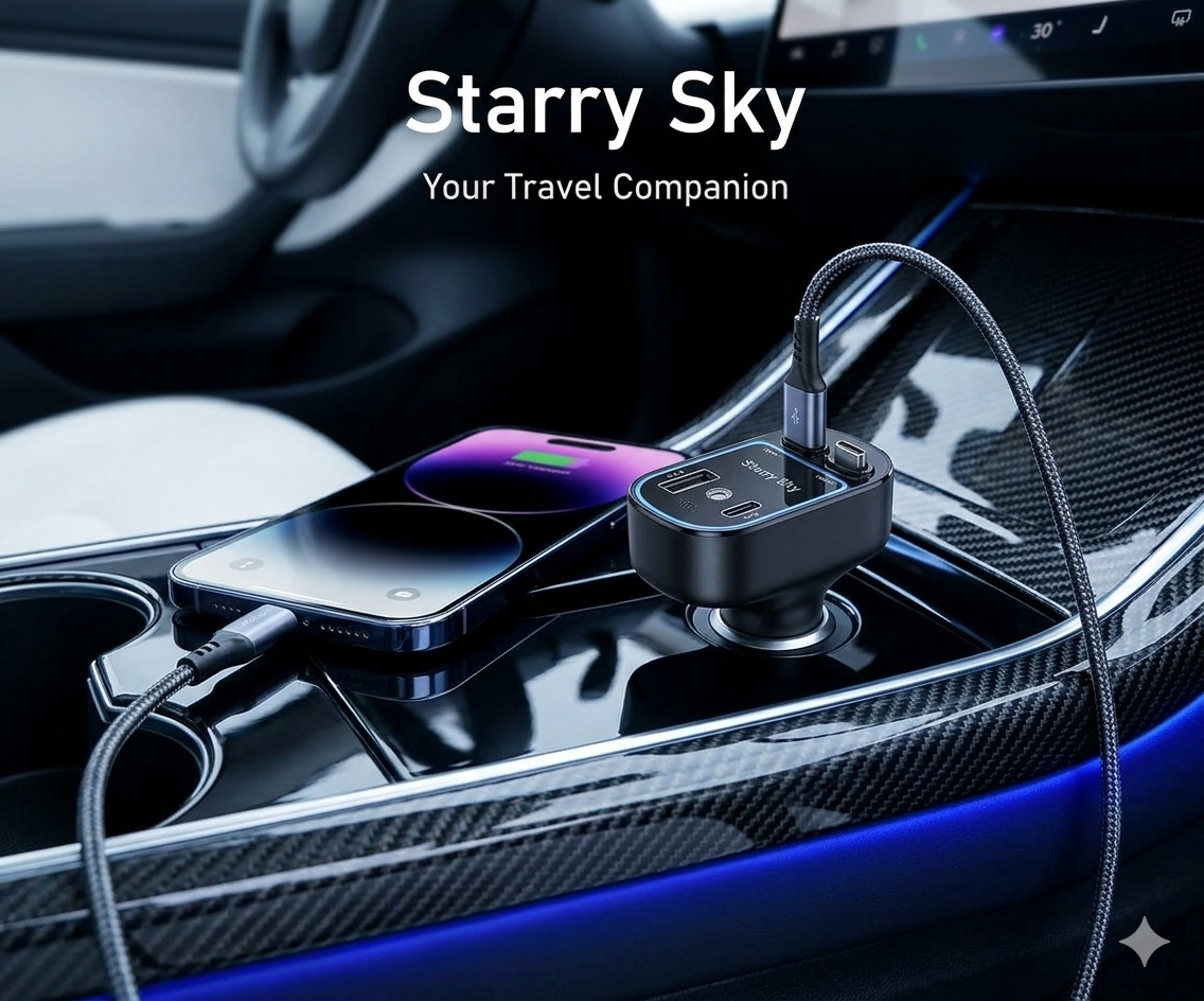 5-in-1 Fast Car Charger with Aromatherapy Diffuser & Ambient Light